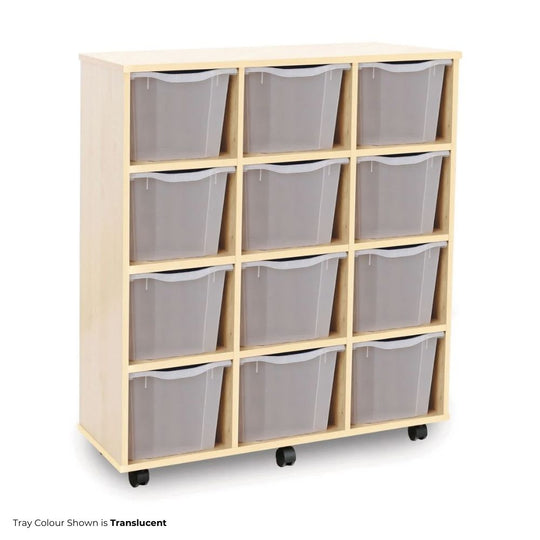 Mobile Maple Storage Unit with 12 Triple Trays