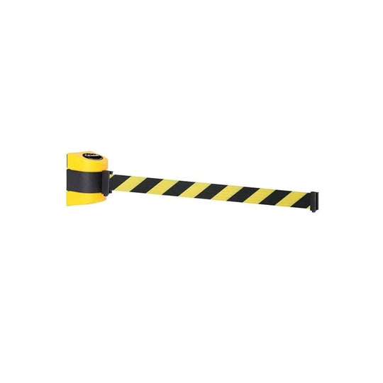 Q-Line Yellow Wall Mounted Retractable Barrier 4.6m Yellow/Black Belt (BQLW104) | High Vis