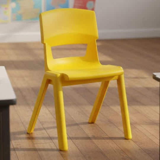 Yellow Postura+ Ergonomic One Piece Classroom Chair - 8-11 Years