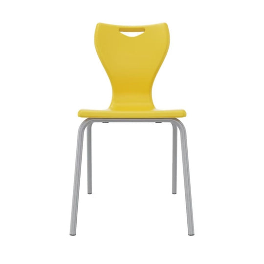 Yellow Anti-Tilt Senior Primary School Chair - Size 4 - 8-11 Years - Grey Legs